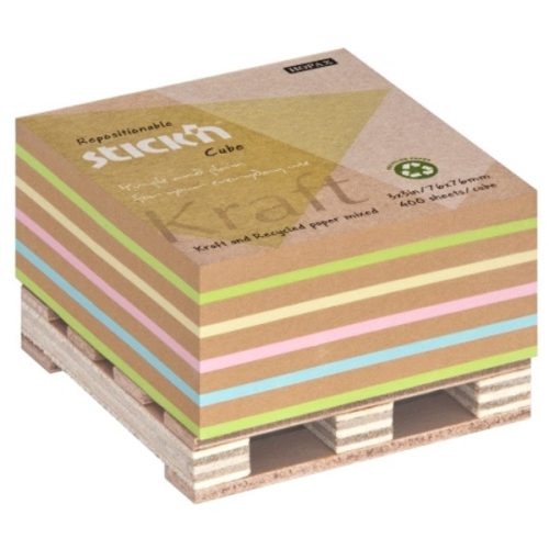 Stick'N KraftCube 76x76 mm 400 lap színes öntapadó újrahasznosított jegyzettömb