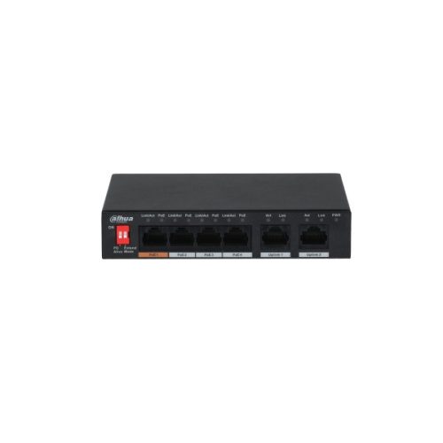 Dahua PFS3006-4ET-60-V2 1x 10/100(Hi-PoE/PoE+/PoE)+3x 10/100(PoE+/PoE)+2x 10/100 uplink, 60W PoE switch