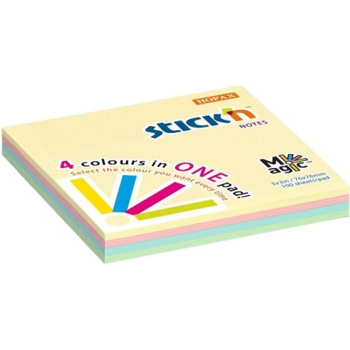 Stick'N Magic Pad 76x76 mm 100 lap pasztell mix öntapadó jegyzettömb